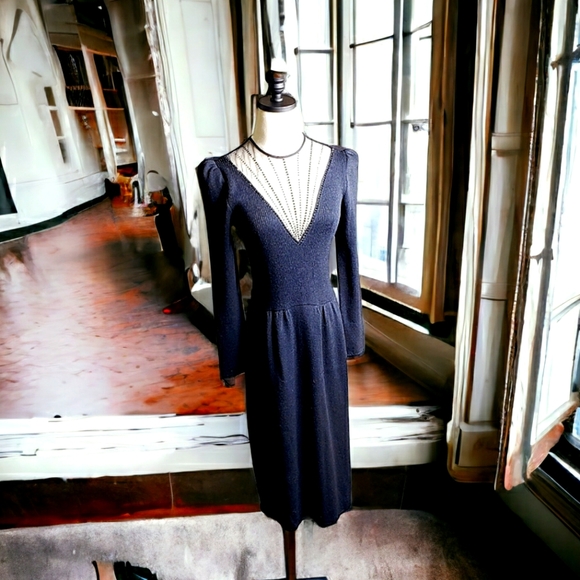 St.John Signature Santana Knit Black Tie Gala Bejewled Sheer Neckline Dog Show S - Picture 14 of 14